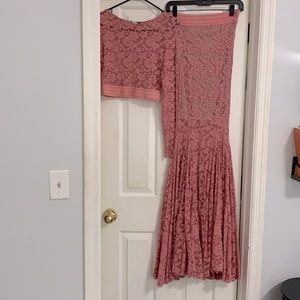 Pink lace skirt set